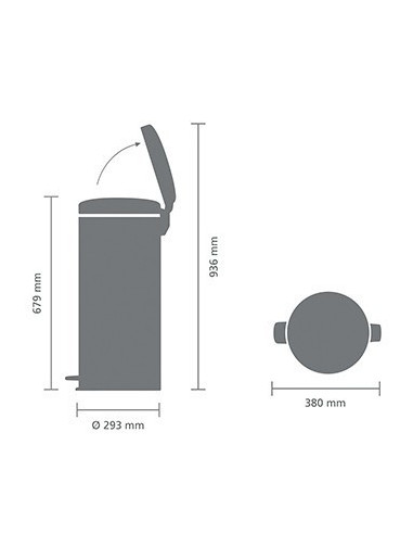BRABANTIA 111808 Pedal Bin Newicon, 30 litara, kanta za otpad, passion crvena