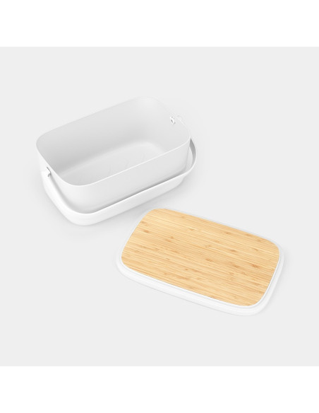BRABANTIA 128288 Nic Bread Bin, kutija za kruh sa podloškom za rezanje, svijetlo siva