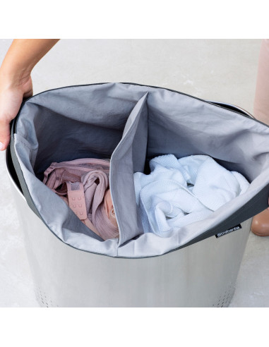 BRABANTIA 105029 kanta za spremanje prljavog rublja 55 litara, matt inox/crno sivi poklopac