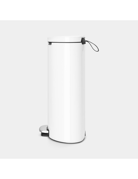 BRABANTIA 485206 Flatback Space Saving Pedal Bin Silent, 30 litara, kanta za otpad, bijela