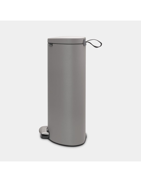 BRABANTIA 119569 Flatback Space Saving Pedal Bin Silent, 30 litara, kanta za otpad, mineral concrete siva