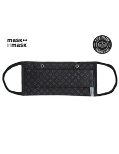 PTFE MASK in MASK, višekratna maska s troslojnim PTFE filterom, crna s rombovima