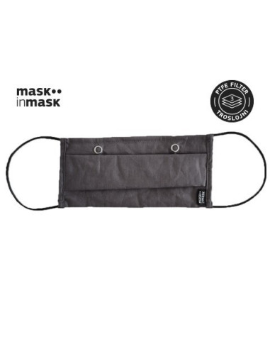 PTFE MASK in MASK, višekratna maska s troslojnim PTFE filterom, antracit