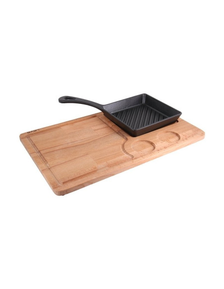 LAVA  LV ECO P GT 1616 K44, mini grill tava od gusa s drvenom podloškom, crna, L100842