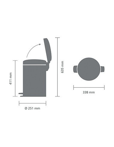 BRABANTIA 112003 Pedal Bin Newicon, 12 litara, kanta za otpad, passion crvena