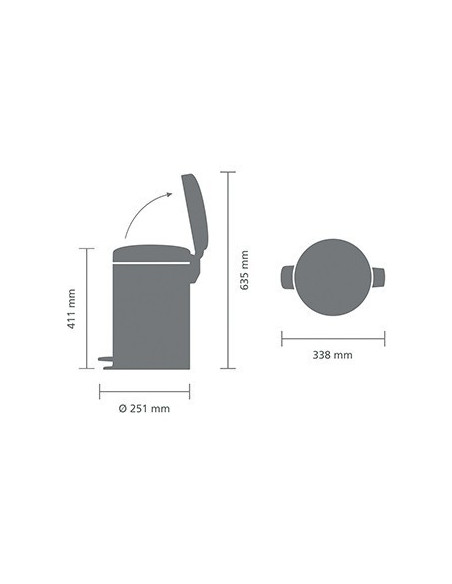 BRABANTIA 112003 Pedal Bin Newicon, 12 litara, kanta za otpad, passion crvena