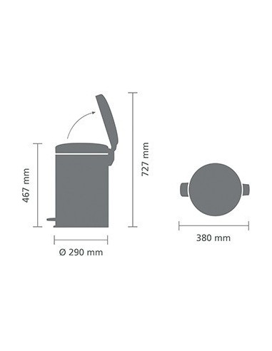 BRABANTIA 114021  Pedal Bin Newicon, 20 litara, kanta za otpad, matt steel