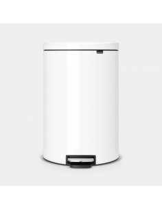 BRABANTIA 485244 Flatback Space Saving Pedal Bin Silent, 40 litara, kanta za otpad, bijela