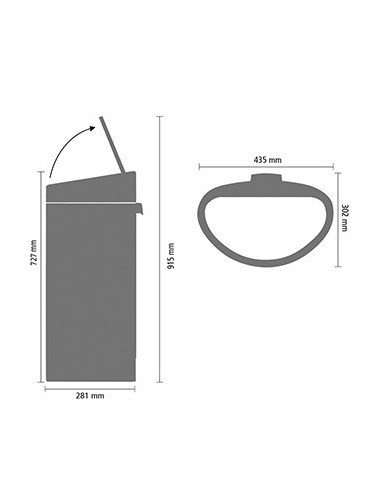BRABANTIA 114861 Touch Bin New, 40 litara, kanta za otpad, metallic siva/brilliant inox poklopac