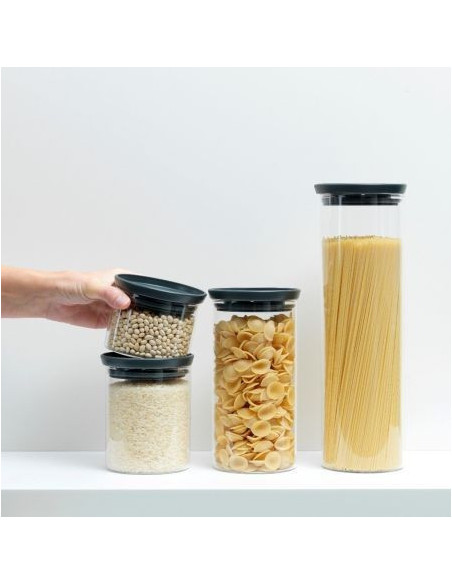BRABANTIA 298264 staklena okrugla posuda sa sivim poklopcem 1.1 litara