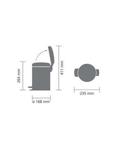 BRABANTIA 204562 Pedal Bin Newicon, 3 litre, kanta za otpad, mineral powerful blue