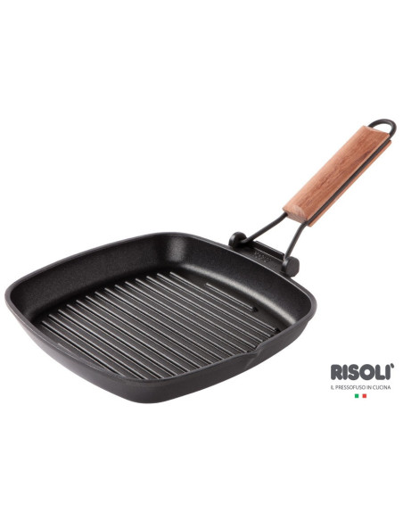 RISOLI` SAPORELLA grill tava sa drvenom preklopnom ručkom, 26 x 26 cm, i za INDUKCIJU RISOLI` SAPORELLA grill tava sa drvenom preklopnom ručkom, 26 x 26 cm, i za INDUKCIJU