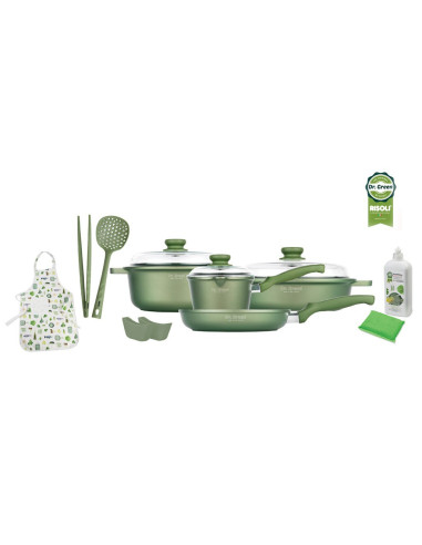 RISOLI` Dr. GREEN 14-dijelni set posuđa i pribora, i za INDUKCIJU