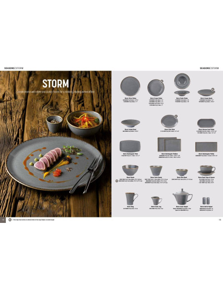 DPS SEASONS linija STORM porculanskih tanjura, 28 cm, plitki, sivi, 6 komada