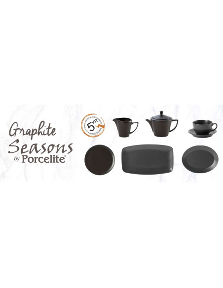 DPS SEASONS linija GRAPHITE porculanskih tanjura, 28 cm, plitki, crni, 6 komada